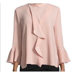 BCBGMAXAZRIA Cayleigh Ruffle Top Pink Blouse Women’s Size M